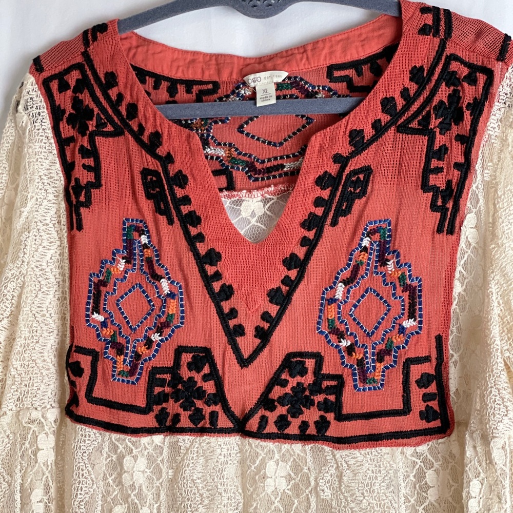 Lace design top size XL long sleeve.